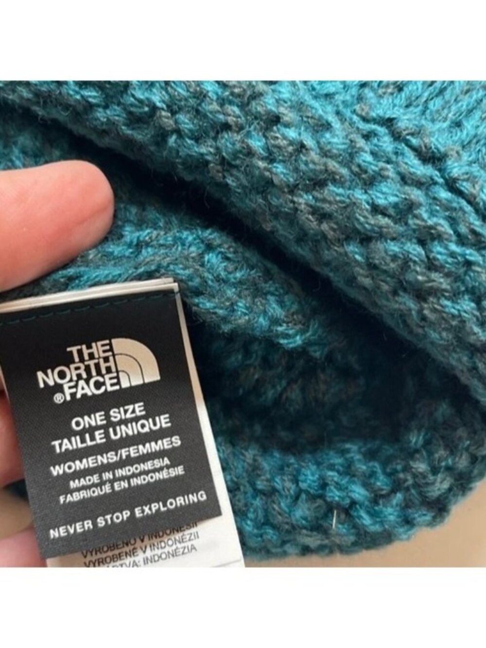 The North Face Purrl Stitch Beanie Green Knitted Slouchy Hat Women One Size New - Picture 10 of 12